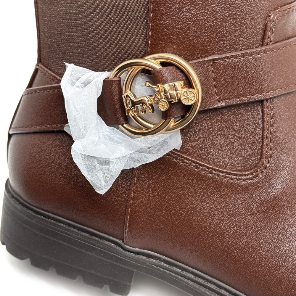 Coach Farrah Tall Riding Boots with Logo Buckle Walnut Size 10 - Picture 8 of 15